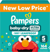 Pampers Diapers - Baby Dry - Size 5, 164 Count, Absorbent Disposable Infant Diaper (Packaging May Vary)