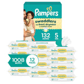 Pampers Swaddlers Disposable Baby Diapers Size 5, 132 Count with Sensitive Water Based Baby Wipes 12 Flip-Top Packs (1008 Wipes Total)