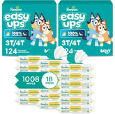 Pampers Easy Ups Pull On Training Underwear Boys, 3T-4T, 2 Month Supply (2 x 124 Count) with Sensitive Water Based Baby Wipes 12X Multi Pack Pop-Top and Refill (1008 Count)
