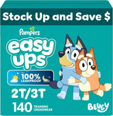 Pampers Training Pants - Easy Ups Boys & Girls Bluey - Size 2T-3T, 140 Count, Children's Potty Underwear (Packaging May Vary)