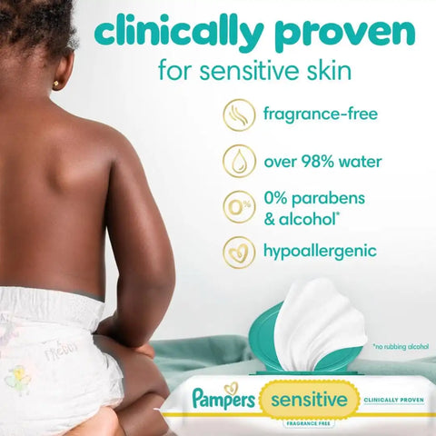 Pampers Baby Dry Disposable Baby Diapers Size 5, 2 Month Supply (2 x 164 Count) with Sensitive Water Based Baby Wipes 12X Multi Pack Pop-Top and Refill (1008 Count) [Packaging May Vary]