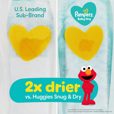 Pampers Baby Dry Disposable Baby Diapers Size 5, 2 Month Supply (2 x 164 Count) with Sensitive Water Based Baby Wipes 12X Multi Pack Pop-Top and Refill (1008 Count) [Packaging May Vary]