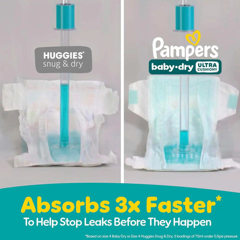 Pampers Diapers - Baby Dry - Size 0, 104 Count, Absorbent Disposable Newbort Diaper (Packaging May Vary)