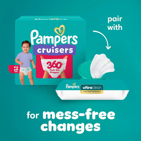 Pampers Cruisers 360 Diapers - Size 3, 26 Count, Pull-On Disposable Baby Diapers, Gap-Free Fit