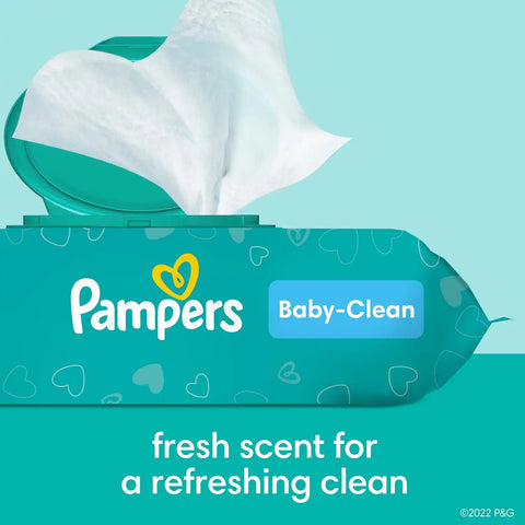 Pampers Baby Wipes, Complete Clean Baby Fresh Scented Wipe, Gently Cleans Head to Toe, 864 Total (12 Flip-Top Packs)