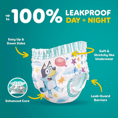 Easy Ups Girls & Boys Potty Training Pants, Size 8 (6T7T), 70 Count, Bluey Absorbent Training Underwear, Up to 100% Leakproof Day and Night, Hypoallergenic