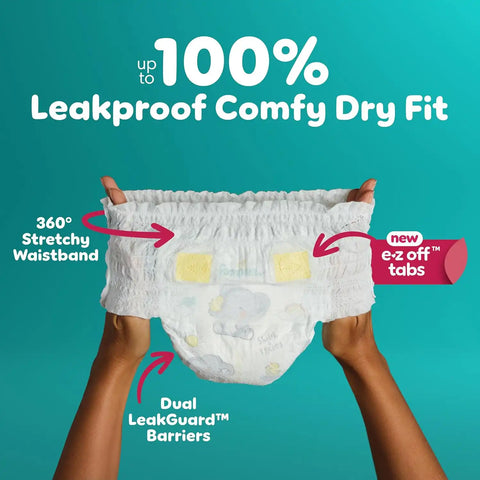 Pampers Diapers - Swaddlers 360° - Size 5, 52 Count, up to 100% Leakproof Comfy Dry Fit, Designed for Easy Changes, Pull On Baby Diaper (Packaging May Vary)