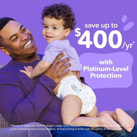 Luvs Size 2 Baby Diapers, Platinum Protection Bluey Diapers for Day & Night,Size 2 (12-18 lbs), 264 Count