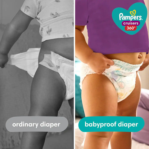 Pampers Pull On Cruisers 360° Fit Disposable Baby Diapers Size 4, 2 Months Supply (2 x 144 Count) with Sensitive Water Based Wipes 12X Multi Pack Pop-Top and Refill (1008 Count)