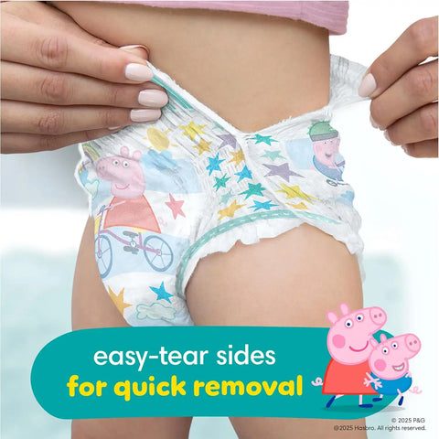 Pampers Easy Ups Pull On Training Pants Peppa Pig, 2T-3T, One Month Supply (140 Count) with Sensitive Water Based Baby Wipes 4X Pop-Top Packs (336 Count)