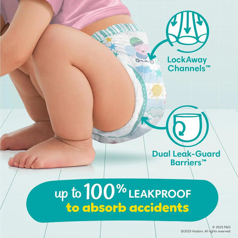 Pampers Easy Ups Pull On Training Pants Peppa Pig, 2T-3T, One Month Supply (140 Count) with Sensitive Water Based Baby Wipes 4X Pop-Top Packs (336 Count)