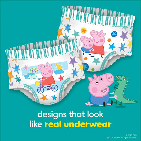 Pampers Easy Ups Pull On Training Pants Peppa Pig, 3T-4T, One Month Supply (124 Count) with Sensitive Water Based Baby Wipes 4X Pop-Top Packs (336 Count)