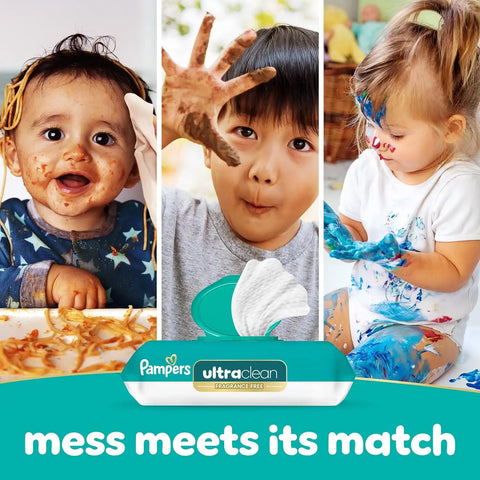 Pampers Ultraclean Baby Wipes (Previously 'Free & Gentle'), 99% Water, Hypoallergenic, Unscented, 100% Plant Based, Plastic-Free, 312 Wipes Total (4X Flip-Top Packs)